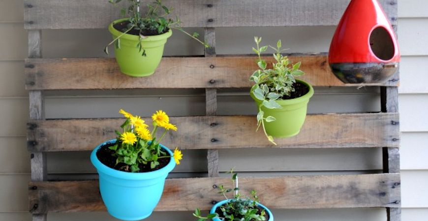 upcycled vertical pallet garden