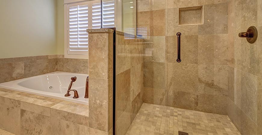 Sparkling clean bathtub and shower