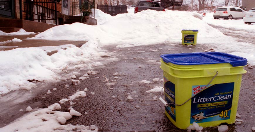 Use Kitty Litter on Roads to create traction during the winter 