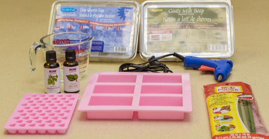Prepare your materials for your DIY Valentine's Day Soap