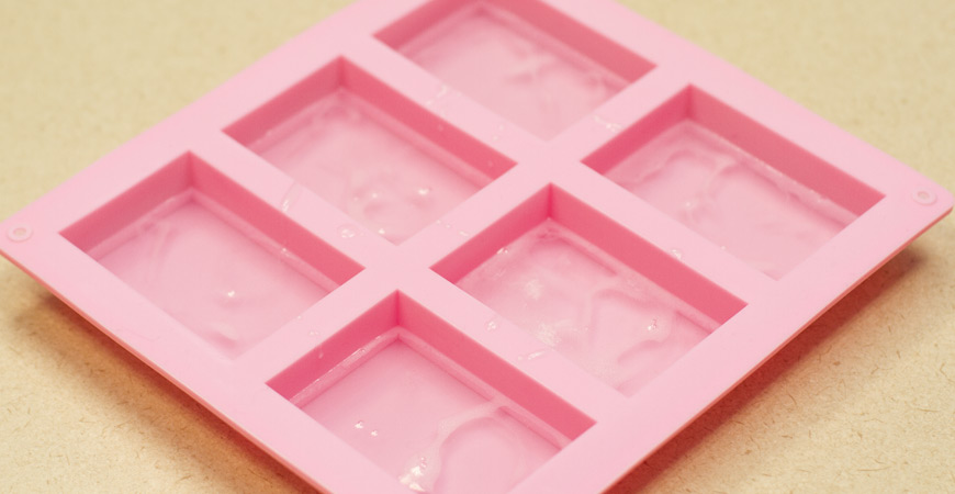 Fill each soap mold with your glycerin soap base. 