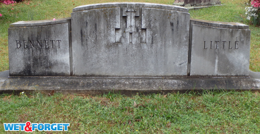Headstones get covered in black stains quickly.